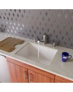ALFI brand AB2420UM-W White Undermount Single Bowl Granite Kitchen Sink