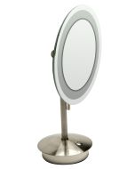 ALFI brand ABM9FLED-BN Brushed Nickel Tabletop Round 9" Mirror with Light