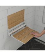 ALFI brand ABS17-SA 17" Folding Teak Wood Shower Seat Bench with Backrest