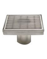 ALFI brand ABSD55D 5" x 5" Square Stainless Steel Shower Drain with Groove Lines