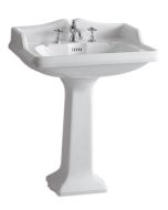 Whitehaus AR834-AR805 Traditional China Pedestal Sink with an Integrated Oval Bowl