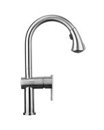 Whitehaus WHS1971-SK-BSS Waterhaus Stainless Steel Kitchen Faucet With Gooseneck Spout And Pull Down Spray