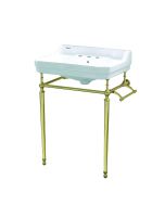 Whitehaus WHV024-L33-3H-B Three Holes Console Sink With Polished Brass Leg
