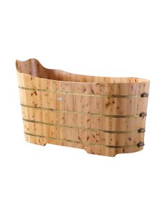 ALFI brand AB1103 59" Free Standing Cedar Wood Bathtub with Bench