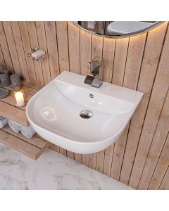ALFI brand AB110 20" White D-Bowl Porcelain Wall Mounted Bath Sink