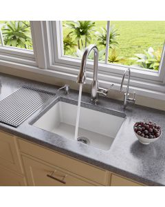 ALFI brand AB2317 23 Inch White Fireclay Undermount Kitchen Sink 