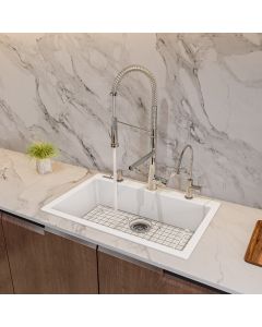 ALFI brand AB3020DI-W White Drop-In Single Granite Composite Kitchen Sink