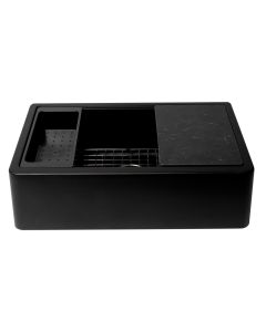 ALFI brand AB33FARM-BLA Black Granite Composite Farm Sink with Accessories