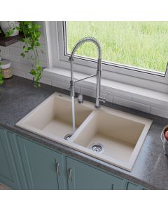 ALFI brand AB3420DI-B Biscuit 34" Drop-In Double Bowl Granite Kitchen Sink