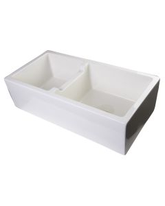 ALFI brand AB3618DB-B Biscuit Smooth Thick Wall Fireclay Two Bowl Farm Sink