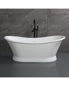ALFI brand AB9950 67" White Matte Pedestal Solid Surface Resin Bathtub