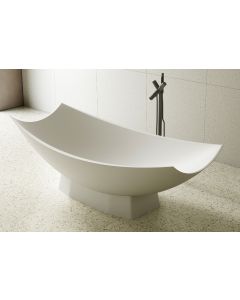 ALFI brand AB9992 White Matte 71" Solid Surface Resin Free Standing Hammock Style Bathtub
