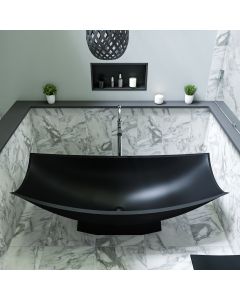 ALFI brand AB9992BM Black Matte 71" Solid Surface Resin Free Standing Hammock Style Bathtub