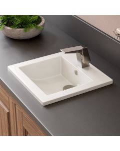 ALFI brand ABC801 White 17" Square Drop In Ceramic Sink with Faucet Hole