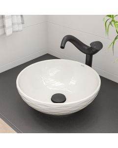 ALFI brand ABC909 White 17" Decorative Round Vessel Above Mount Ceramic Sink
