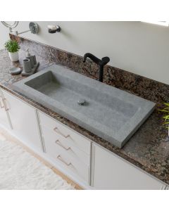 ALFI brand ABCO40TR 40" Solid Concrete Gray Matte Trough Sink for the Bathroom