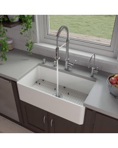 ALFI brand ABF3318S 33" White Thin Wall Fireclay Kitchen Farm Sink
