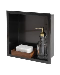 ALFI brand ABNP1212-BB 12" x 12" Brushed Black PVD Stainless Steel Square Single Shelf Shower Niche