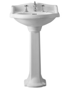 Whitehaus AR814-AR815 Traditional China Pedestal Sink with an Integrated Oval Bowl