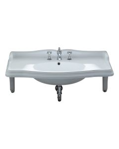 Whitehaus AR864-MNSLEN Large Rectangular Bathroom Sink with Integrated Oval Bowl