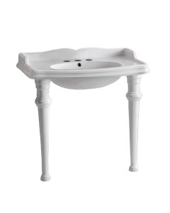 Whitehaus AR874-GB001-3H Isabella Collection 40" Rectangular Console Sink with integrated oval bowl, backsplash and ceramic leg support