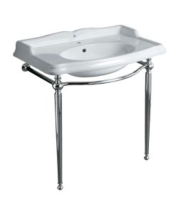 Whitehaus B-AR864-ARCG1 Britannia Large Rectangular Sink Console with Front Towel Bar and Single Faucet Hole Drill