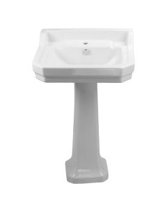 Whitehaus B112M-P Pedestal Sink with Integrated Rectangular Bowl and Overflow
