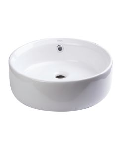 EAGO BA129 16'' Above Mount White Round Porcelain Bathroom Sink w/ Overflow
