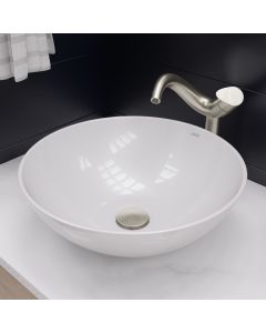 EAGO BA351 18'' White Round Porcelain Bathroom Sink Basin without  Overflow