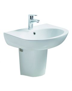 EAGO BD385 White Ceramic 21" Wall Mounted Semi Pedestal Bathroom Sink