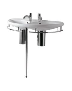 Whitehaus ECO64-ESU04-WH Semi-Circular Double Bowl Console with Leg Support