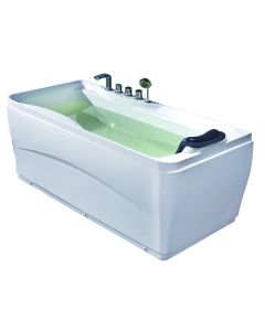 EAGO LK1102-L White Acrylic 63" Soaking Tub with Fixtures And Left Drain  