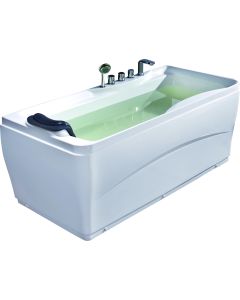 EAGO LK1102-R White Acrylic 63" Soaking Tub with Fixtures And Right Drain