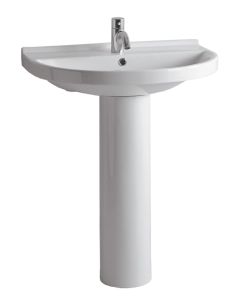 Whitehaus LU014-LU005-3H White Porcelain Pedestal Sink
