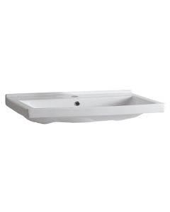 Whitehaus LU024-1H White Porcelain Rectangular Bathroom Sink with Single Faucet Hole 