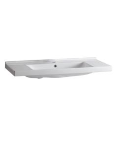 Whitehaus LU040-1H Large Rectangular Basin China Console with Chrome Overflow and Single Faucet Hole