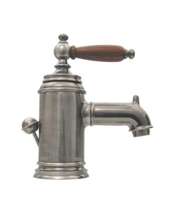 Whitehaus N21-BN Brushed Nickel Lavatory Faucet with Cherry Wood Handle and Pop-up Waste