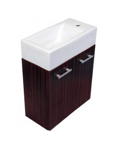 Whitehaus WH114LSCB-E Espresso Wall Mount Double Door Vanity Complete With A White Basin