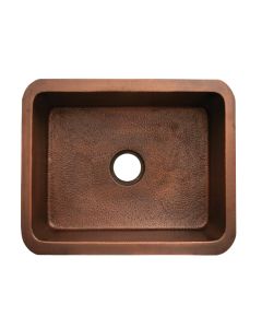 Hammered Copper Whitehaus WH1921COUM Copper Single Bowl Rectangular Sink