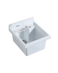 Whitehaus WH474-53 Vitreous China Drop-in Sink with Wire Basket and Off Center Drain