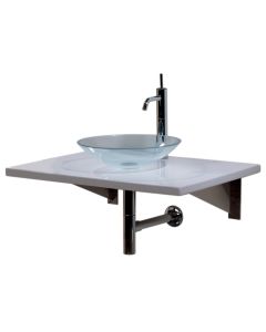 Whitehaus WHGOTTA-G Transp Glass Porcelain Counter Top Unit with Clear Glass Above Mount Sink