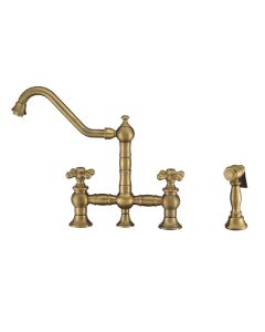 Whitehaus WHKBTCR3-9201-NT-AB Vintage III Plus Bridge Faucet Antique Brass
