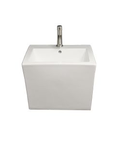 Whitehaus WHKN1039A Isabella Trapezoid Wall Mount Basin with Integrated Bowl and a Center Drain