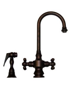 Whitehaus WHKSDCR3-8104-MB Vintage III Dual Handle Prep Faucet with Side Spray