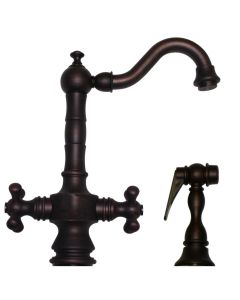 Whitehaus WHKSDTCR3-8204-MB Vintage III Dual Handle Traditional Prep Faucet with Side Spray