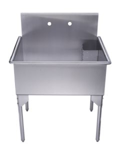 Whitehaus WHLS3024-NP 30" Brushed Stainless Steel Freestanding Utility Sink