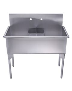 Whitehaus WHLSDB4020-NP 40" Brushed Stainless Steel Two Bowl Utility Sink