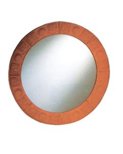 Whitehause WHLTC500 New Generation Large Round Mirror With Embossed Terra Cotta Border