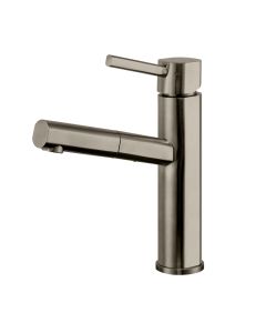 Whitehaus WHS1394-PSK-BSS Waterhaus Lead Free Solid Stainless Steel Kitchen Faucet With Pullout Spray