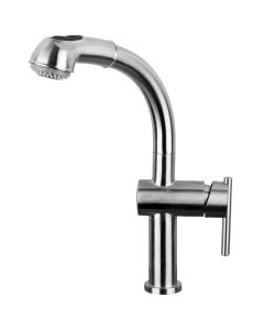 Whitehaus WHS1991-SK-BSS Waterhaus Single-Hole Kitchen Faucet With Pull Out Spray Head